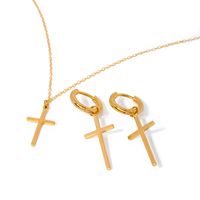 304 Stainless Steel IG Style Cross Earrings Necklace main image 6