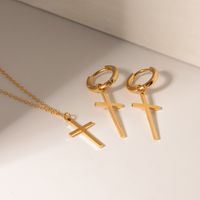 304 Stainless Steel IG Style Cross Earrings Necklace main image 5