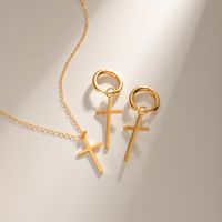 304 Stainless Steel IG Style Cross Earrings Necklace main image 1