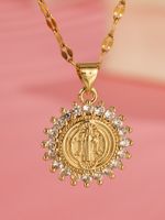 Elegant Simple Style Sun Stainless Steel 18k Gold Plated Pendant Necklace sku image 1