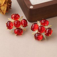 1 Pair Vintage Style Simple Style Star Flower Inlay Copper Natural Stone Glass Zircon Ear Studs main image 7