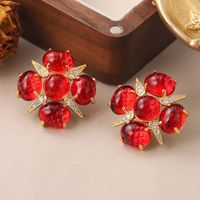 1 Pair Vintage Style Simple Style Star Flower Inlay Copper Natural Stone Glass Zircon Ear Studs main image 5