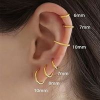 5 Pairs Basic Round Plating 304 Stainless Steel Cartilage Earrings main image 2