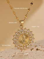 Elegant Simple Style Round Stainless Steel Zircon 18k Gold Plated Pendant Necklace main image 2
