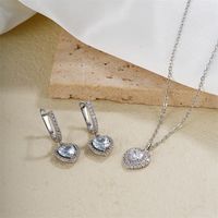 Simple Style Shiny Plant Butterfly Copper Plating Inlay Zircon Silver Plated Earrings Necklace Jewelry Set main image 1