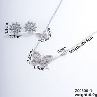Simple Style Shiny Plant Butterfly Copper Plating Inlay Zircon Silver Plated Earrings Necklace Jewelry Set sku image 8