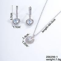 Simple Style Shiny Plant Butterfly Copper Plating Inlay Zircon Silver Plated Earrings Necklace Jewelry Set sku image 5