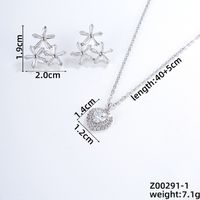Simple Style Shiny Plant Butterfly Copper Plating Inlay Zircon Silver Plated Earrings Necklace Jewelry Set sku image 3