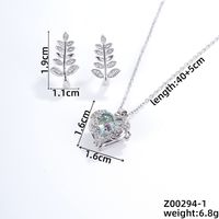 Simple Style Shiny Plant Butterfly Copper Plating Inlay Zircon Silver Plated Earrings Necklace Jewelry Set sku image 2