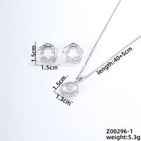 Simple Style Shiny Plant Butterfly Copper Plating Inlay Zircon Silver Plated Earrings Necklace Jewelry Set sku image 1