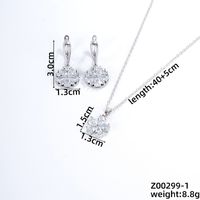 Simple Style Shiny Plant Butterfly Copper Plating Inlay Zircon Silver Plated Earrings Necklace Jewelry Set sku image 4