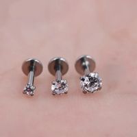 3 Pieces Simple Style Round Plating Inlay 304 Stainless Steel Zircon Ear Studs main image 7