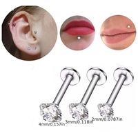 3 Pieces Simple Style Round Plating Inlay 304 Stainless Steel Zircon Ear Studs main image 1