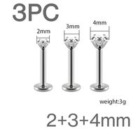 3 Pieces Simple Style Round Plating Inlay 304 Stainless Steel Zircon Ear Studs main image 2