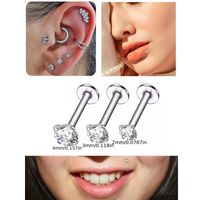 3 Pieces Simple Style Round Plating Inlay 304 Stainless Steel Zircon Ear Studs main image 4