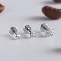 3 Pieces Simple Style Round Plating Inlay 304 Stainless Steel Zircon Ear Studs main image 5