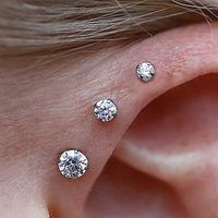 3 Pieces Simple Style Round Plating Inlay 304 Stainless Steel Zircon Ear Studs main image 3