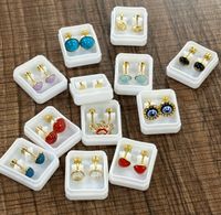 1 Set 1 Pair Cute Sweet Round Heart Shape Plating Inlay Stainless Steel Resin 18k Gold Plated Ear Studs main image 8