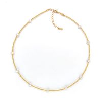 1 Piece Simple Style Solid Color Imitation Pearl Copper Necklace main image 7