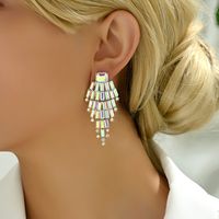1 Pair Elegant Shiny Geometric Plating Inlay Zinc Alloy Glass Drop Earrings main image 6