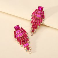 1 Pair Elegant Shiny Geometric Plating Inlay Zinc Alloy Glass Drop Earrings sku image 5