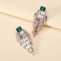 1 Pair Elegant Shiny Geometric Plating Inlay Zinc Alloy Glass Drop Earrings sku image 2