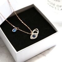 304 Stainless Steel 18K Gold Plated Simple Style Plating Inlay Devil's Eye Water Droplets Rhinestones Pendant Necklace main image 4