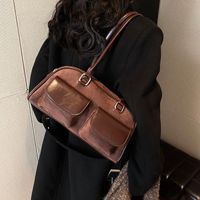 Women's Pu Leather Solid Color Vintage Style Classic Style Sewing Thread Square Zipper Underarm Bag main image 5