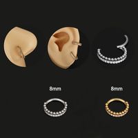 1 Piece Nose Rings & Studs Hip-Hop Solid Color 304 Stainless Steel Plating Inlay Zircon 18K Gold Plated main image 4