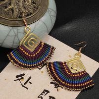 Bohemian Sector Synthetic Gemstones Shell Copper Tassel Mesh Women's Ear Hook sku image 45