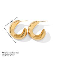 1 Pair Elegant Simple Style C Shape Plating Inlay Stainless Steel Artificial Pearls 18K Gold Plated Ear Studs main image 2