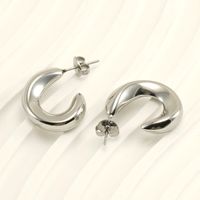 1 Pair Elegant Simple Style C Shape Plating Inlay Stainless Steel Artificial Pearls 18K Gold Plated Ear Studs main image 8