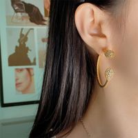 1 Paire Style Ig Style Simple Forme C Placage Incruster Laiton Zircon Boucles D'oreilles main image 3