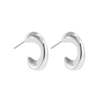 1 Pair Elegant Simple Style C Shape Plating Inlay Stainless Steel Artificial Pearls 18K Gold Plated Ear Studs sku image 1