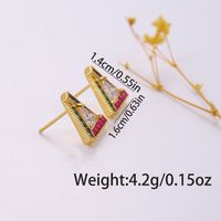 1 Pair Simple Style Triangle Plating Inlay Copper Artificial Gemstones Zircon 18k Gold Plated Ear Studs main image 2