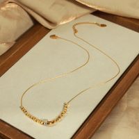 Simple Style Geometric Titanium Steel Beaded Plating Inlay Artificial Diamond 18k Gold Plated Necklace main image 4