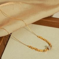 Simple Style Geometric Titanium Steel Beaded Plating Inlay Artificial Diamond 18k Gold Plated Necklace main image 5