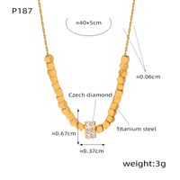 Simple Style Geometric Titanium Steel Beaded Plating Inlay Artificial Diamond 18k Gold Plated Necklace main image 2