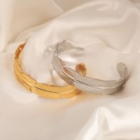 Elegant Einfacher Stil Feder Titan Stahl Überzug 18 Karat Vergoldet Ringe Armbänder main image 5