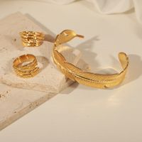 Elegant Einfacher Stil Feder Titan Stahl Überzug 18 Karat Vergoldet Ringe Armbänder main image 10