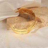 Elegant Simple Style Feather Titanium Steel Plating 18k Gold Plated Rings Bracelets main image 6