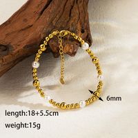Simple Style Round Stainless Steel Imitation Pearl Plating 18k Gold Plated Bracelets Necklace sku image 2