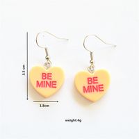 1 Pair Cute Letter Heart Shape Resin Metal Drop Earrings main image 2