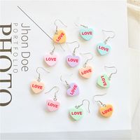 1 Pair Cute Letter Heart Shape Resin Metal Drop Earrings main image 4