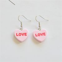 1 Pair Cute Letter Heart Shape Resin Metal Drop Earrings main image 5