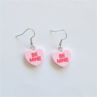 1 Pair Cute Letter Heart Shape Resin Metal Drop Earrings sku image 4