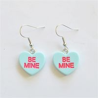 1 Pair Cute Letter Heart Shape Resin Metal Drop Earrings sku image 5
