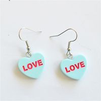 1 Pair Cute Letter Heart Shape Resin Metal Drop Earrings sku image 1