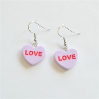 1 Pair Cute Letter Heart Shape Resin Metal Drop Earrings sku image 2