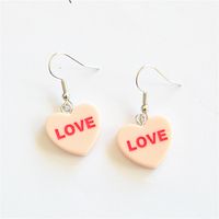 1 Pair Cute Letter Heart Shape Resin Metal Drop Earrings sku image 10